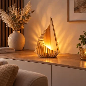 Modern Wooden Origami Candle Holder